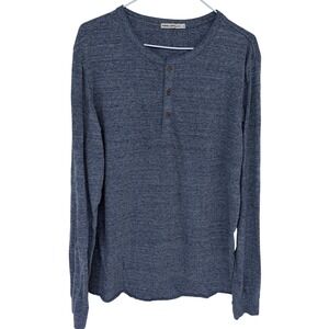 Marine Layer Re-Spun Henley Shirt Mens Large Heathered Blue Long Sleeve Casual
